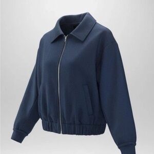 LULUS Long Sleeve Cool Perfextion Navy Blue Bomber Jacket Small